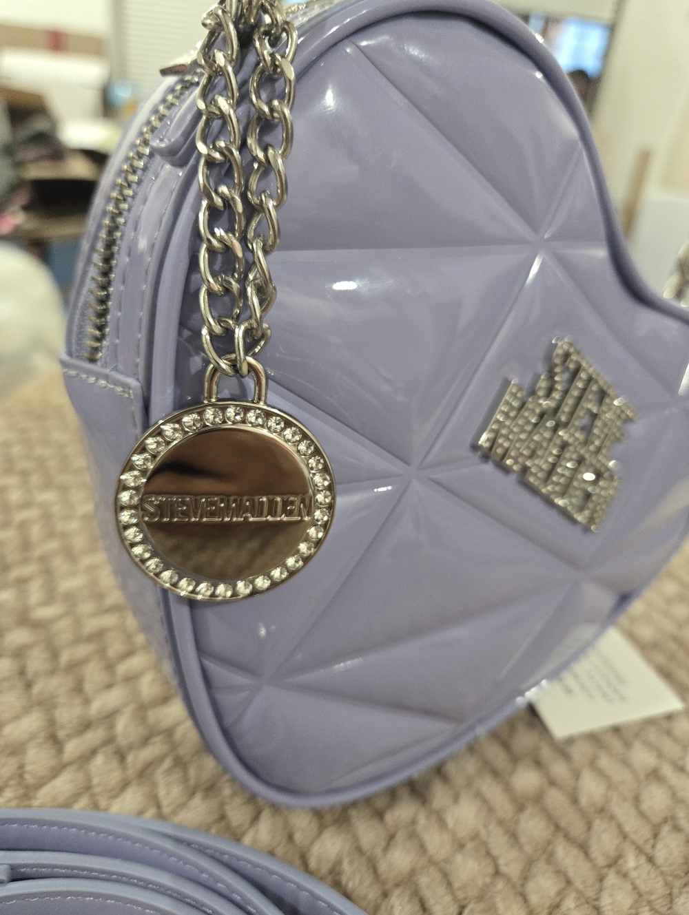 Steve Madden Lavender Quilted Heart Crossbody Bag - Picture 3 of 8